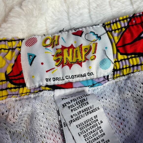 OH SNAP DRILL CLOTHING Lined Swim Shorts Trunks Comics Extra Large‎ XL 32 - Picture 2 of 4